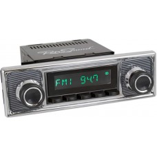 Retrosound Laguna Motor 1A Black Pinstripe Classic Spindle Style Radio with Aux In
