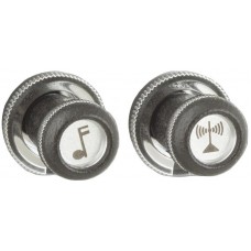 Silver Inlay Musical Note Front and Chrome Knurled Rear Knob Set #27 + #87