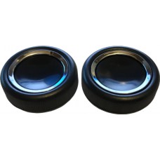 Black Plastic with Chrome Inset Ring Front Knob Set - Pair (#39)