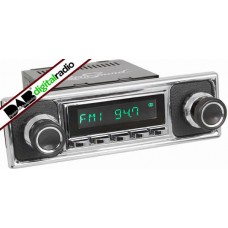 San Diego Classic DAB Car Radio Chrome Pebble Black Classic Spindle Style Radio with Bluetooth USB and Aux