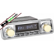 San Diego Classic DAB Car Radio Chrome Hooded Classic Spindle Style Radio with Bluetooth USB and Aux